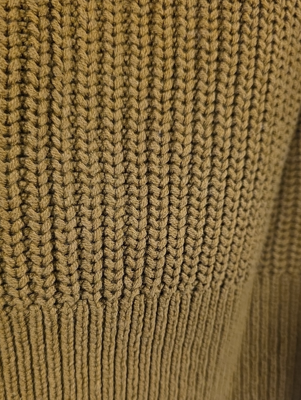H&M Chunky Cowl Neck Ribbed Knit Cropped 3/4 Sleeve Sweater Ochre - Size Small - Picture 4 of 6